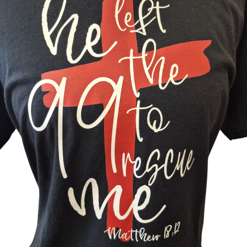 Gildan Black Tee with Red and White Graphic